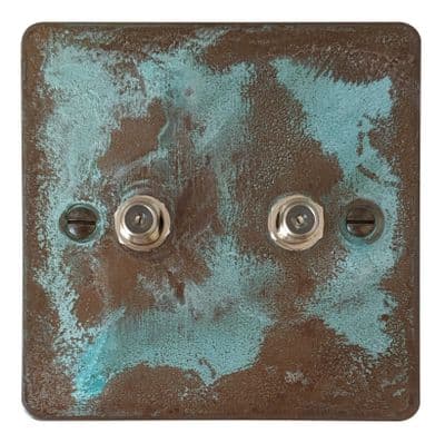 G&H FV237 Flat Plate Verdigris 2 Gang Satellite Socket Point