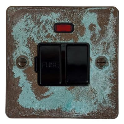 G&H FV27B Flat Plate Verdigris 1 Gang Fused Spur 13A Switched & Neon