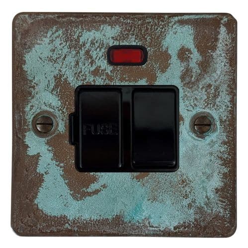 G&H FV27B Flat Plate Verdigris 1 Gang Fused Spur 13A Switched & Neon