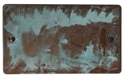 G&H FV32 Flat Plate Verdigris 2 Gang Double Blank Plate