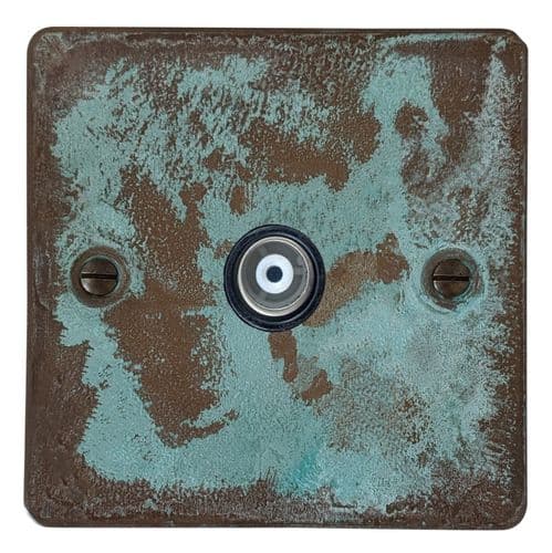 G&H FV35B Flat Plate Verdigris 1 Gang TV Coax Socket Point