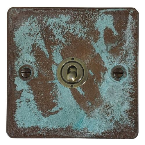 G&H FV381-AB Flat Plate Verdigris 1 Gang 1 or 2 Way Toggle Light Switch