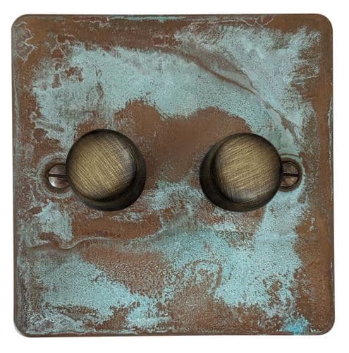 G&H FV522-AB Flat Plate Verdigris 2 Gang 1 or 2 Way LED Dimmer Switch