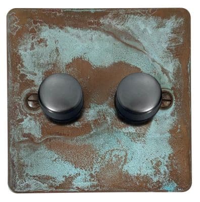 G&H FV522-BB Flat Plate Verdigris 2 Gang 1 or 2 Way LED Dimmer Switch