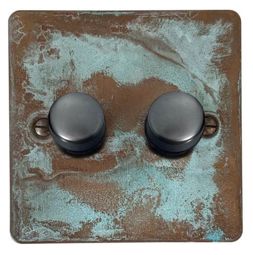 G&H FV522-BB Flat Plate Verdigris 2 Gang 1 or 2 Way LED Dimmer Switch