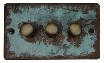 G&H FV523-AB Flat Plate Verdigris 3 Gang 1 or 2 Way LED Dimmer Switch