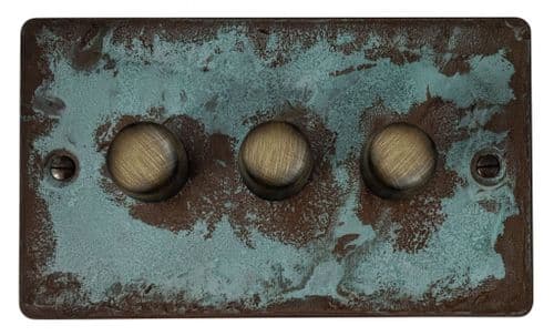 G&H FV523-AB Flat Plate Verdigris 3 Gang 1 or 2 Way LED Dimmer Switch