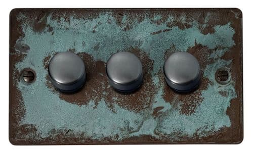 G&H FV523-BB Flat Plate Verdigris 3 Gang 1 or 2 Way LED Dimmer Switch