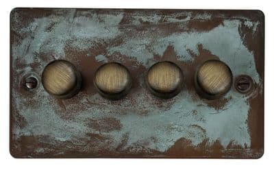 G&H FV524-AB Flat Plate Verdigris 4 Gang 1 or 2 Way LED Dimmer Switch