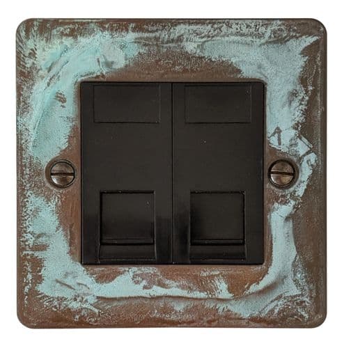 G&H FV62B Flat Plate Verdigris 2 Gang RJ45 Cat5e Data Socket Point