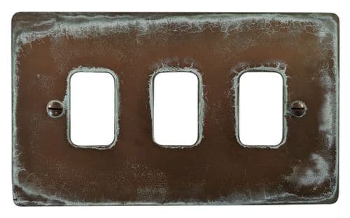 G&H FV73 Flat Plate Verdigris 3 Gang Grid Plate to suit G&H Grid Modules