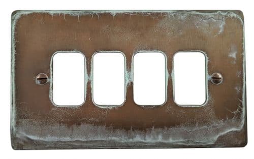 G&H FV74 Flat Plate Verdigris 4 Gang Grid Plate to suit G&H Grid Modules