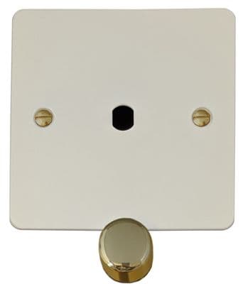 G&H FW11-PK-PB Flat Plate Matt White 1 Gang Dimmer Plate Only inc Dimmer Knobs