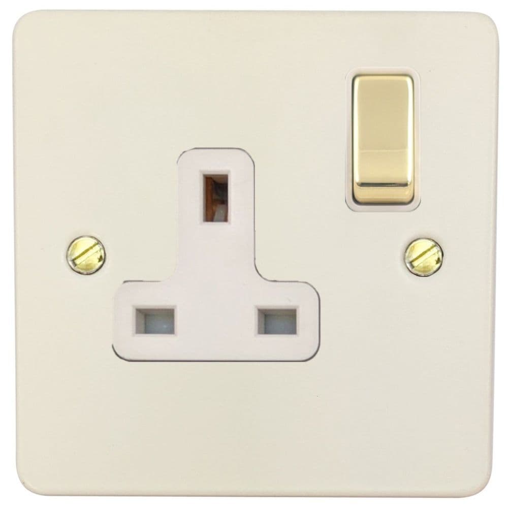 G&H FW209-PB Flat Plate Matt White 1 Gang Single 13A Switched Plug Socket