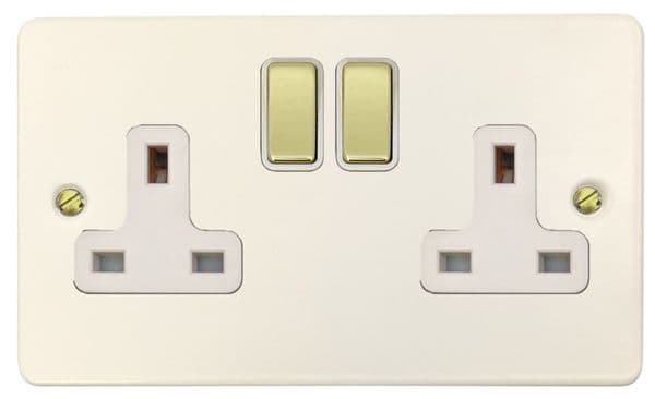 G&H FW210-PB Flat Plate Matt White 2 Gang Double 13A Switched Plug Socket