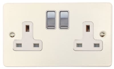 G&H FW210-PC Flat Plate Matt White 2 Gang Double 13A Switched Plug Socket
