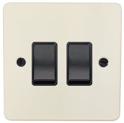 G&H FW2B Flat Plate Matt White 2 Gang 1 or 2 Way Rocker Light Switch