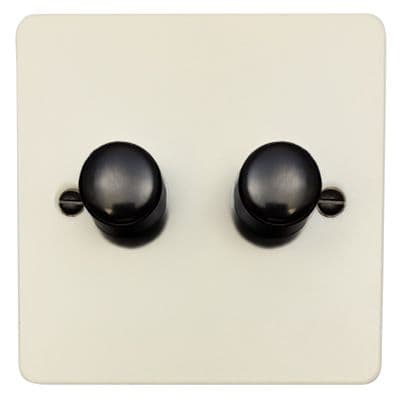 G&H FW522-FBK Flat Plate Matt White 2 Gang 1 or 2 Way LED Dimmer Switch