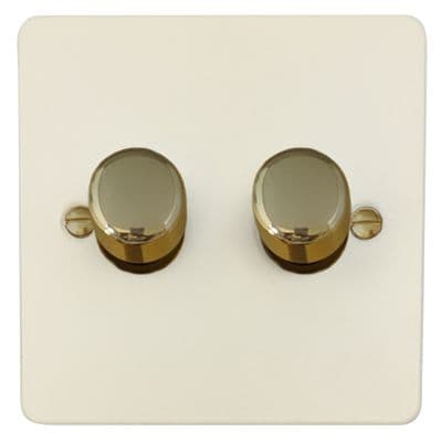 G&H FW522-PB Flat Plate Matt White 2 Gang 1 or 2 Way LED Dimmer Switch