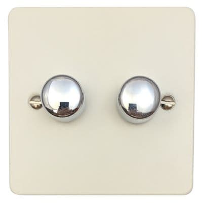 G&H FW522-PC Flat Plate Matt White 2 Gang 1 or 2 Way LED Dimmer Switch