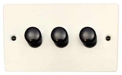 G&H FW523-FBK Flat Plate Matt White 3 Gang 1 or 2 Way LED Dimmer Switch