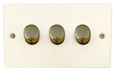 G&H FW523-PB Flat Plate Matt White 3 Gang 1 or 2 Way LED Dimmer Switch