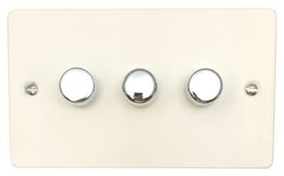 G&H FW523-PC Flat Plate Matt White 3 Gang 1 or 2 Way LED Dimmer Switch
