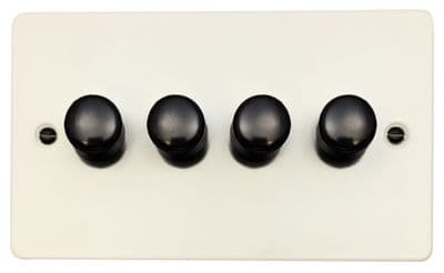 G&H FW524-FBK Flat Plate Matt White 4 Gang 1 or 2 Way LED Dimmer Switch