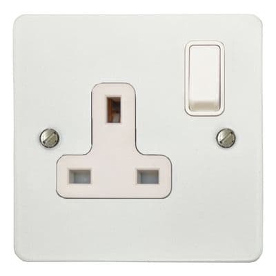 G&H FW9W Flat Plate Matt White 1 Gang Single 13A Switched Plug Socket