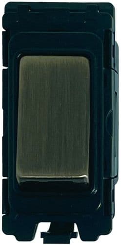G&H G-401AB Antique Brass Grid Module 20A 2 Way Switch Black Surround