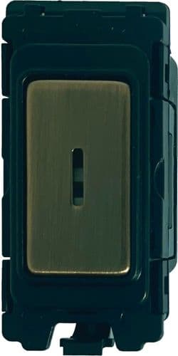 G&H G-471AB Antique Brass Grid Module 20A Single Pole Key Switch Black Surround