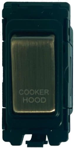 G&H G-476AB-CH Antique Brass Grid Module 20A Double Pole 'Cooker Hood' Switch Black Surround