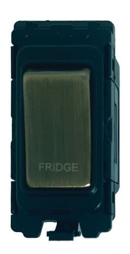 G&H G-476AB-FG Antique Brass Grid Module 20A Double Pole 'Fridge' Switch Black Surround