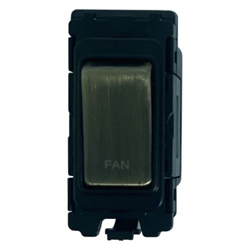 G&H G-476AB-FN Antique Brass Grid Module 20A Double Pole 'Fan' Switch Black Surround