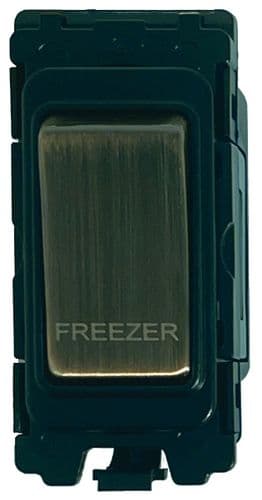 G&H G-476AB-FZ Antique Brass Grid Module 20A Double Pole 'Freezer' Switch Black Surround