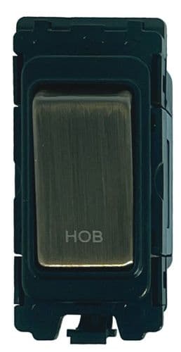 G&H G-476AB-HB Antique Brass Grid Module 20A Double Pole 'Hob' Switch Black Surround