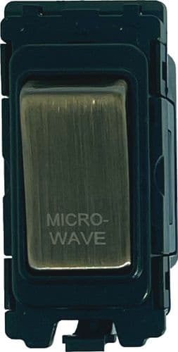 G&H G-476AB-MW Antique Brass Grid Module 20A Double Pole 'Microwave' Switch Black Surround