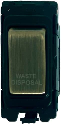 G&H G-476AB-WD Antique Brass Grid Module 20A Double Pole 'Waste Disposal' Switch Black Surround