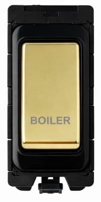 G&H G-476PB-BR Polished Brass Grid Module 20A Double Pole 'Boiler' Switch Black Surround