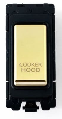 G&H G-476PB-CH Polished Brass Grid Module 20A Double Pole 'Cooker Hood' Switch Black Surround