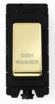 G&H G-476PB-DW Polished Brass Grid Module 20A Double Pole 'Dishwasher' Switch Black Surround