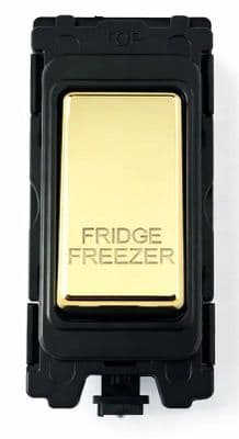 G&H G-476PB-FF Polished Brass Grid Module 20A Double Pole 'Fridge Freezer' Switch Black Surround