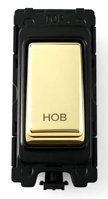 G&H G-476PB-HB Polished Brass Grid Module 20A Double Pole 'Hob' Switch Black Surround