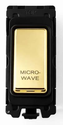 G&H G-476PB-MW Polished Brass Grid Module 20A Double Pole 'Microwave' Switch Black Surround