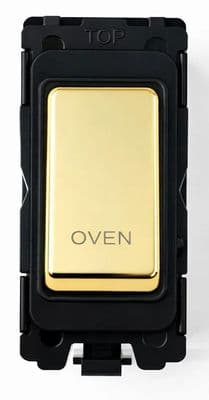 G&H G-476PB-OV Polished Brass Grid Module 20A Double Pole 'Oven' Switch Black Surround
