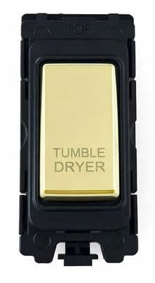 G&H G-476PB-TD Polished Brass Grid Module 20A Double Pole 'Tumble Dryer' Switch Black Surround