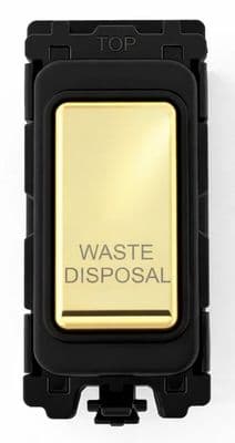 G&H G-476PB-WD Polished Brass Grid Module 20A Double Pole 'Waste Disposal' Switch Black Surround