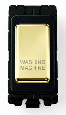G&H G-476PB-WM Polished Brass Grid Module 20A Double Pole 'Washing Machine' Switch Black Surround