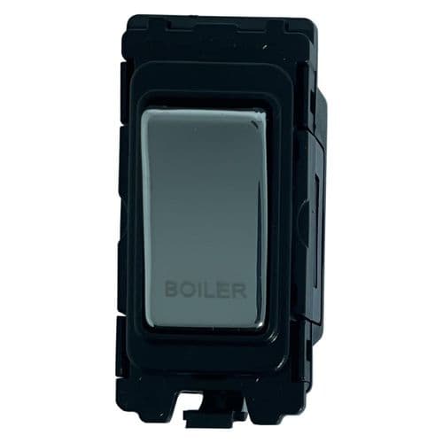 G&H G-476PC-BR Polished Chrome Grid Module 20A Double Pole 'Boiler' Switch Black Surround