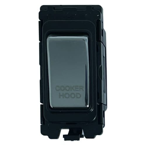 G&H G-476PC-CH Polished Chrome Grid Module 20A Double Pole 'Cooker Hood' Switch Black Surround